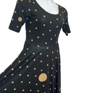 LuLaRoe Black & Tan Polka Dot Nicole Dress MEDIUM